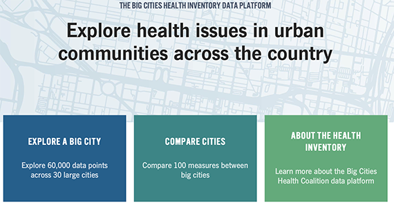 screenshot of the Big Cities Health Inventory Data Platform